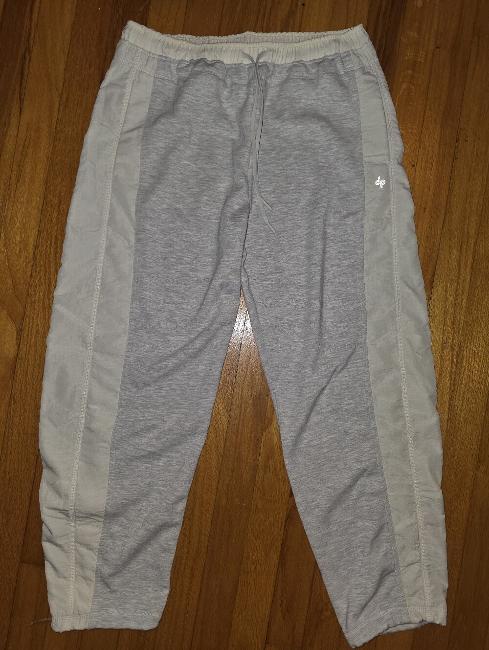Anthropologie Light Gray Joggers with Cream Side Panels